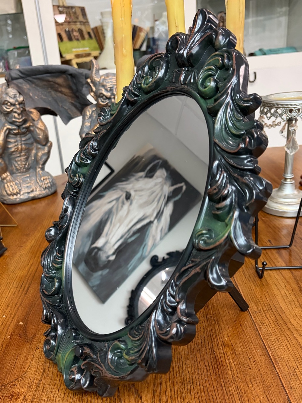 Animated Talking Witch Haunted Mirror Halloween Decor 17β Gothic Ornate Mirror - Picture 7 of 8
